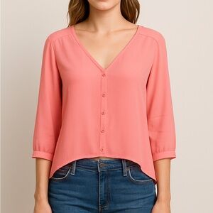 🔴 🌸 Sparkle & Fade Pink Open Back Button Blouse XS